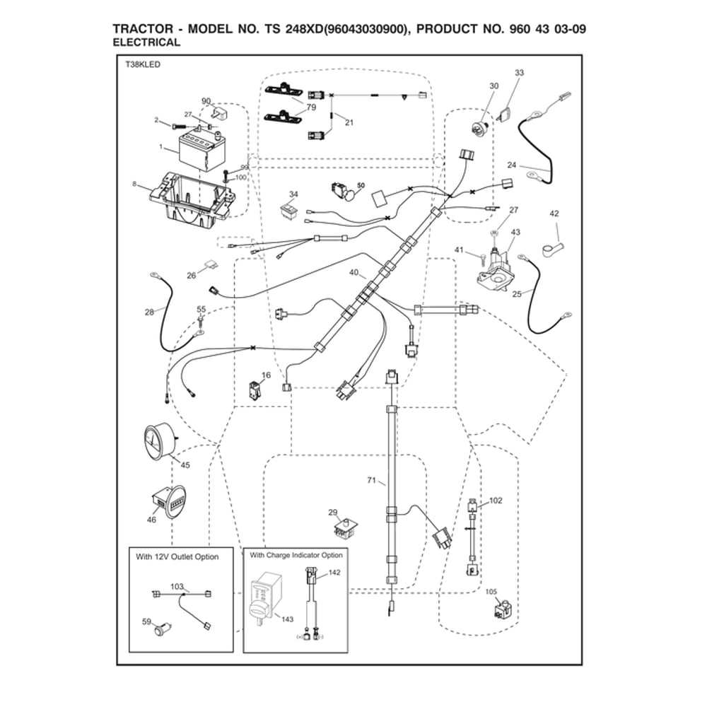 Electrical Diagram and Parts List for  Husqvarna Lawn Tractor