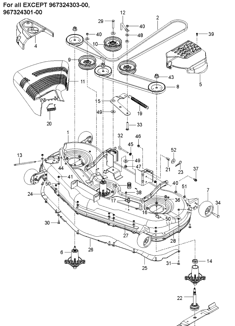 Mower Deck / Cutting Deck Diagram and Parts List for (96766550100)(2017-02) Husqvarna Lawn Mower