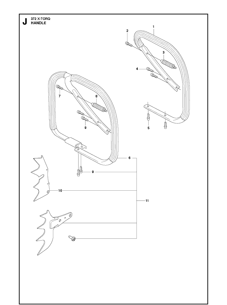 Handle Diagram and Parts List for XPG X-TORQ Husqvarna Chainsaw