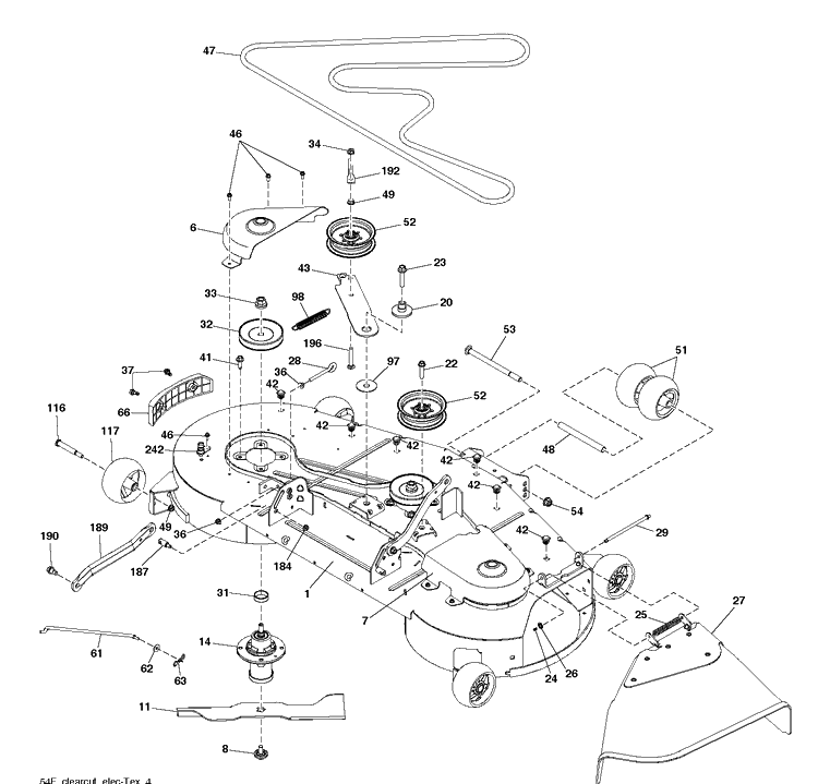 Mower Deck / Cutting Deck Diagram and Parts List for  Husqvarna Lawn Tractor