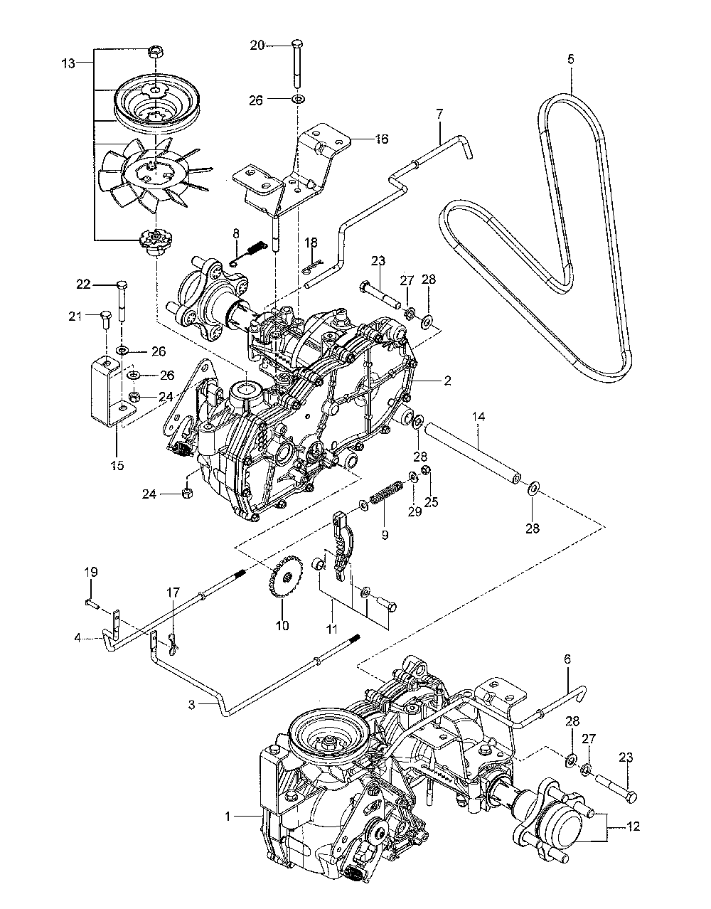 Hydraulic pump-motor Diagram and Parts List for  Husqvarna Lawn Mower