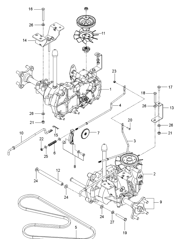 Hydraulic Pump - Motor Diagram and Parts List for (96700980201)(2015-05) Husqvarna Lawn Mower