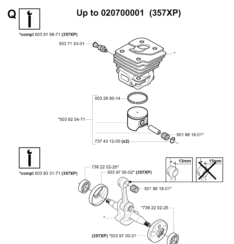 Service Updates Diagram and Parts List for 20050600001-20060600000 Husqvarna Chainsaw