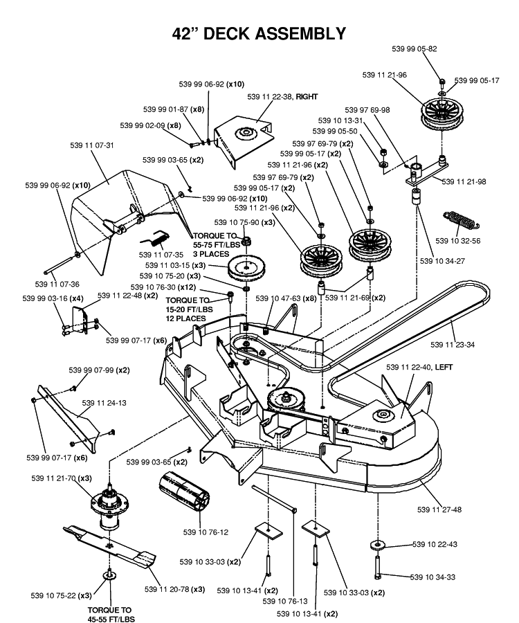 42inch Cutting Deck Diagram and Parts List for (968999374)(2006-02) Husqvarna Lawn Mower