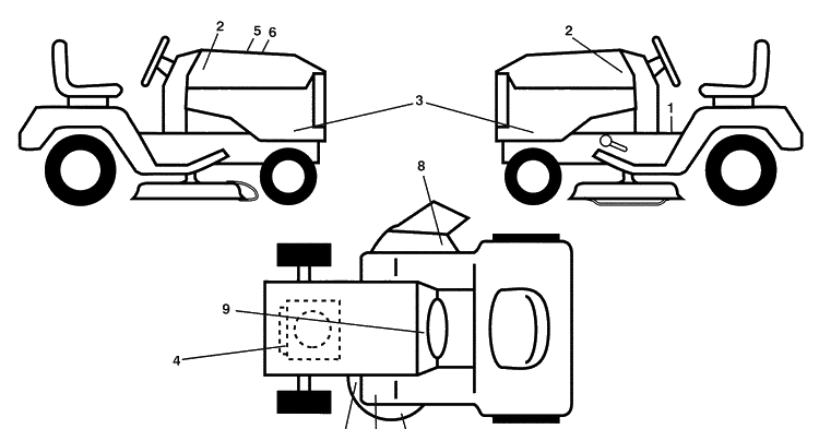 Decals Diagram and Parts List for (96043006200)(2008-11) Husqvarna Lawn Mower