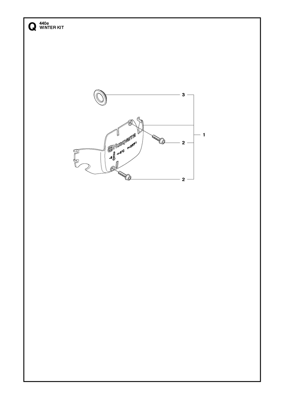Winter Kit Diagram and Parts List for e-series Husqvarna Chainsaw
