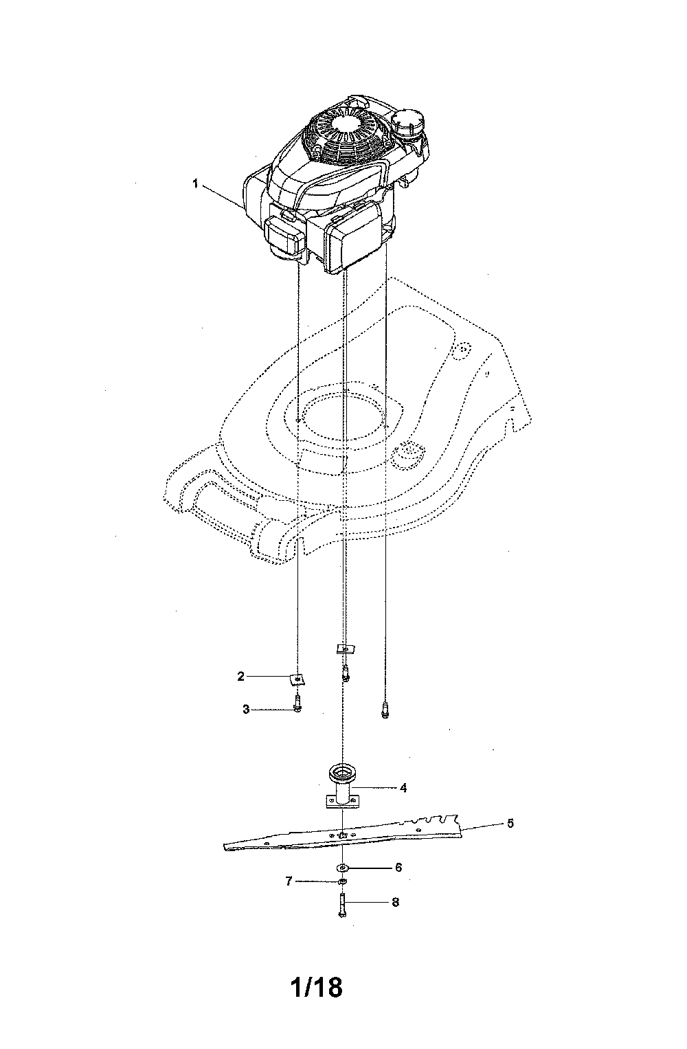 Engine Diagram and Parts List for  Husqvarna Lawn Mower