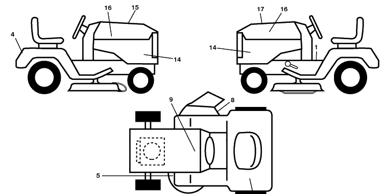 Decals Diagram and Parts List for (96045001501)(2009-05) Husqvarna Lawn Mower