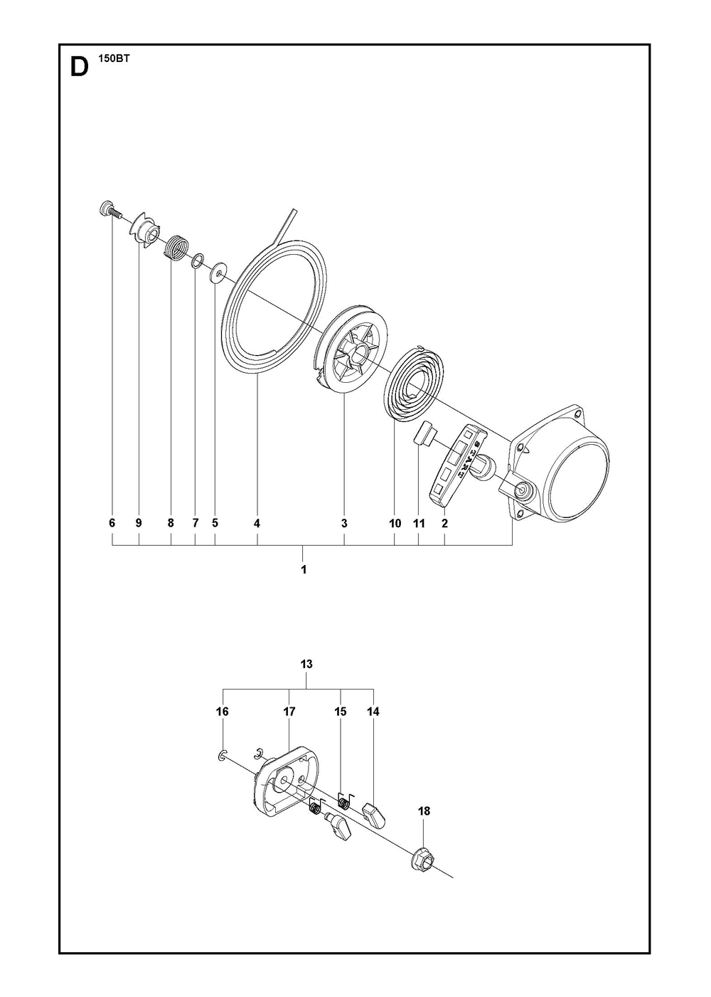 Starter Diagram and Parts List for  Husqvarna Leaf Blower / Vacuum