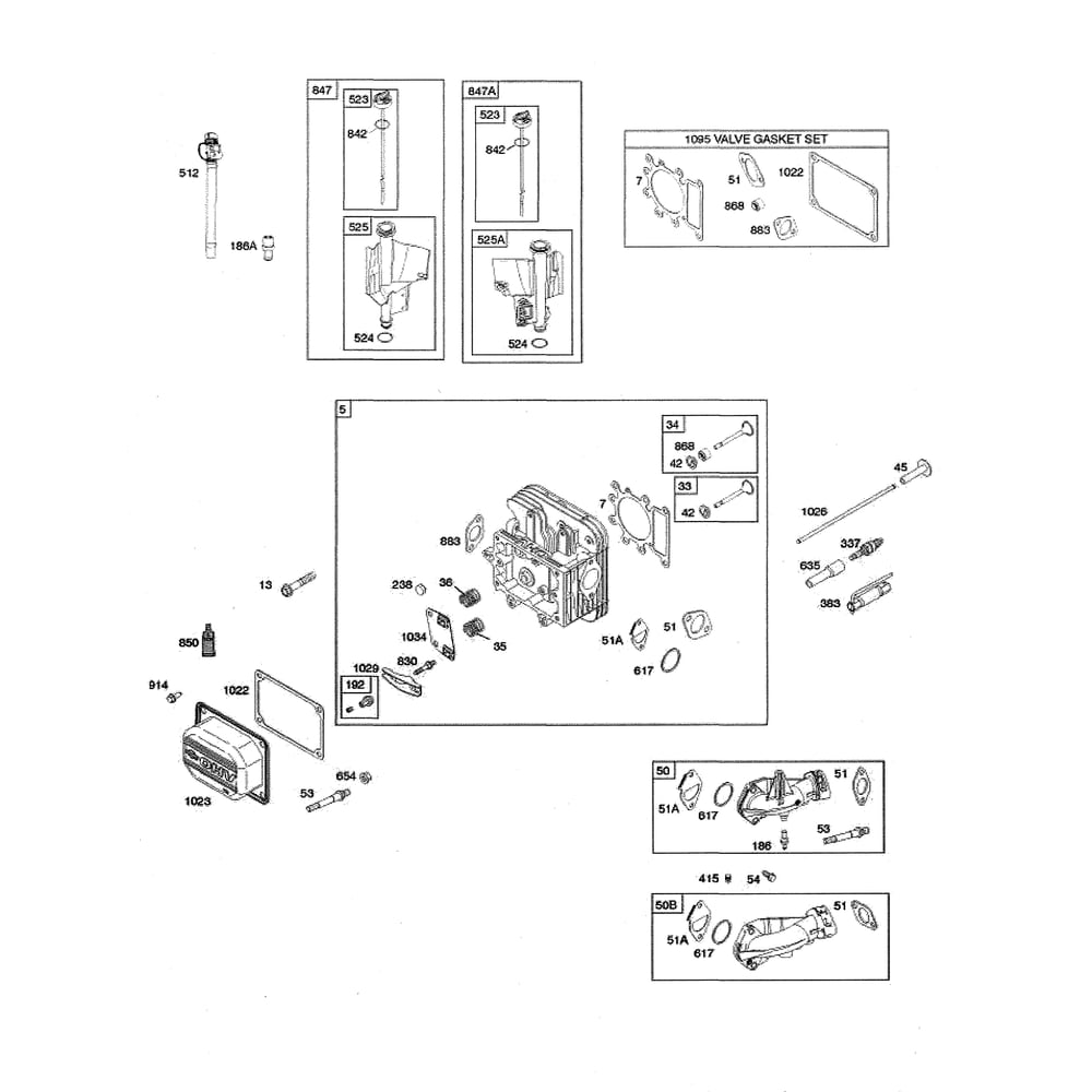 Engine >> Head-Cylinder/Intake Manifold Diagram and Parts List for  Husqvarna Lawn Tractor
