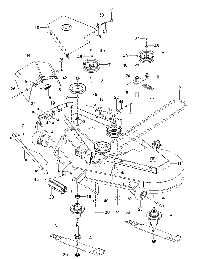 Mower Deck / Cutting Deck Diagram and Parts List for (970467701-00)(2020-04) Husqvarna Lawn Mower