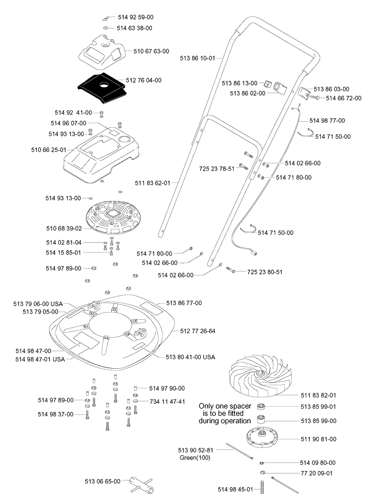 Product Complete 3 Diagram and Parts List for HVT40  Husqvarna Lawn Mower