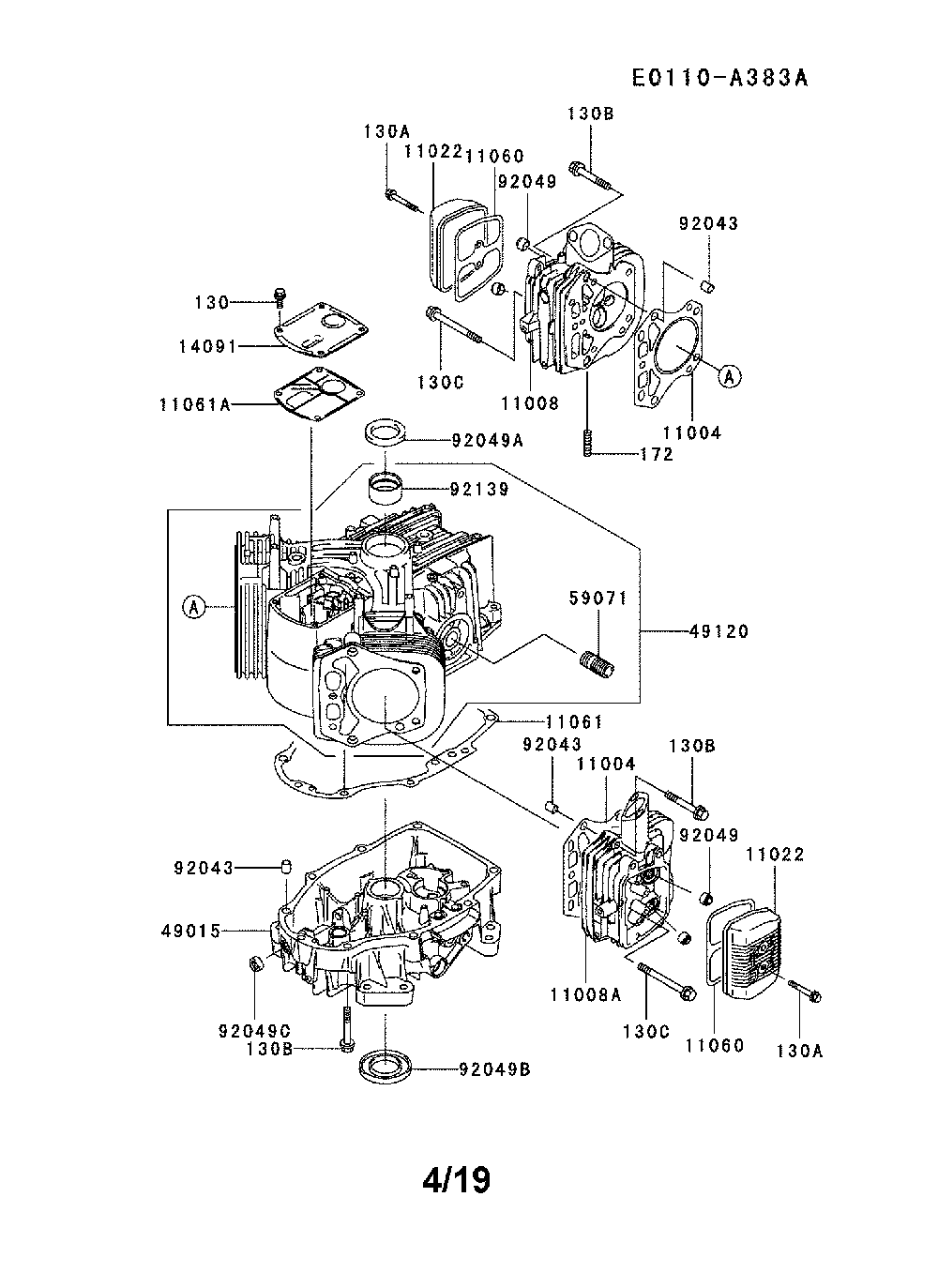 Cylinder/crankcase Diagram and Parts List for  Husqvarna Lawn Tractor