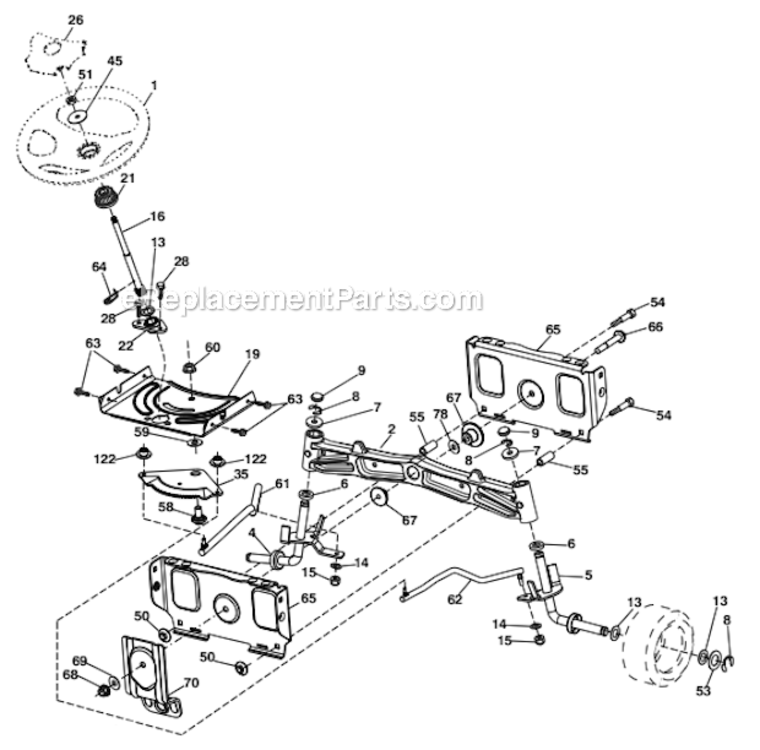 Steering_Assembly Diagram and Parts List for  Husqvarna Lawn Tractor