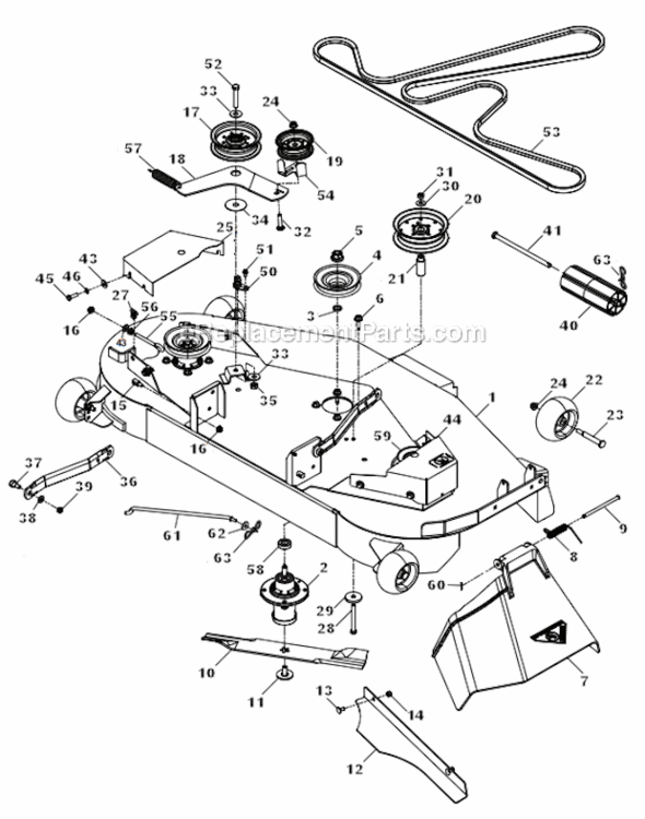 Mower_Deck Diagram and Parts List for  Husqvarna Lawn Tractor