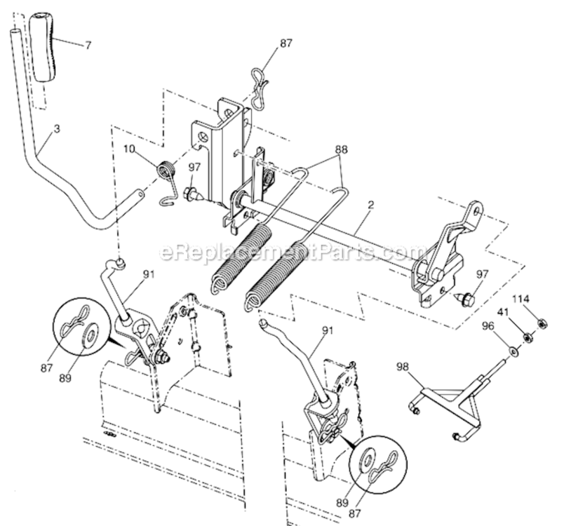 Mower_Lift Diagram and Parts List for  Husqvarna Lawn Tractor