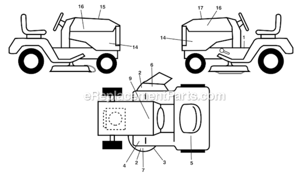 Decals Diagram and Parts List for  Husqvarna Lawn Tractor