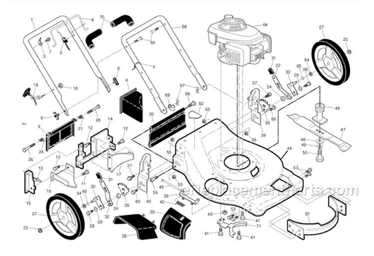 Frame  Engine Diagram and Parts List for 2011-11 - 96145000600 Husqvarna Lawn Mower