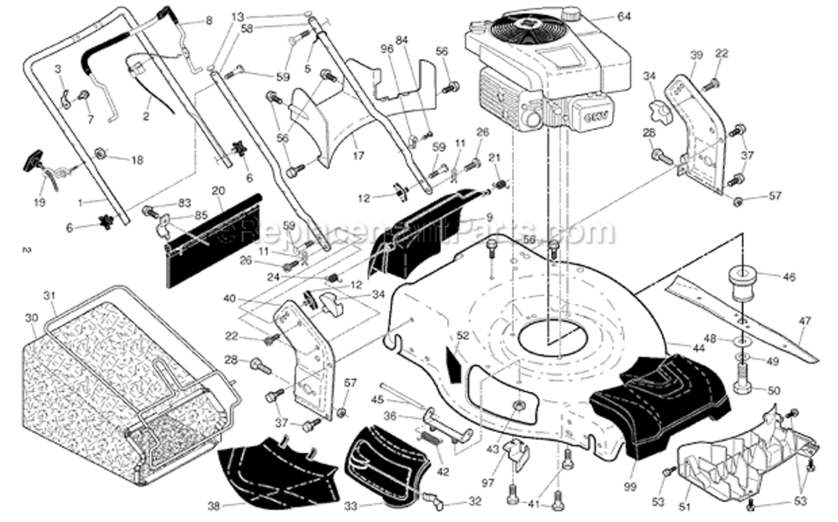 Page B Diagram and Parts List for 961450010002013-02 Husqvarna Lawn Mower