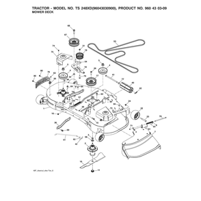 Mower Deck Diagram and Parts List for  Husqvarna Lawn Tractor