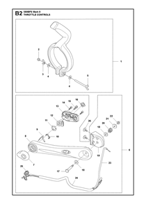 Throttle Controls Diagram and Parts List for  Husqvarna Leaf Blower / Vacuum