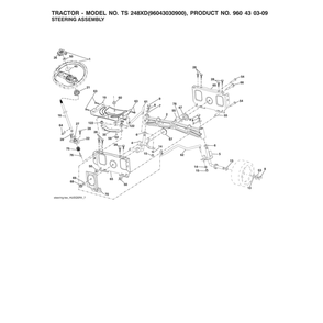 Steering Assy Diagram and Parts List for  Husqvarna Lawn Tractor