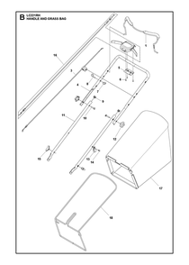 Handle Diagram and Parts List for  Husqvarna Lawn Mower