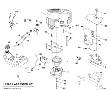 Engine Diagram and Parts List for  Husqvarna Lawn Tractor