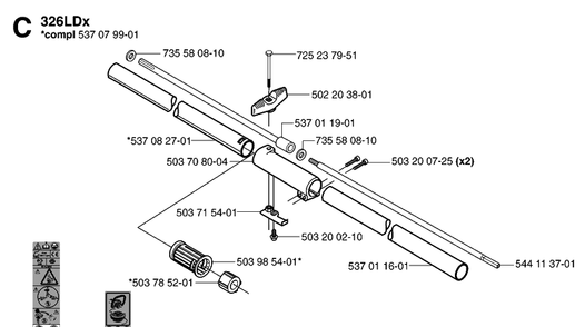 Shaft Diagram and Parts List for 20070100001-20091800000 Husqvarna Edger