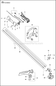 Shaft And Handle Diagram and Parts List for  Husqvarna Trimmer