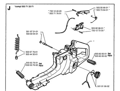 Fuel Tank Diagram and Parts List for 19954900001-19960900000 Husqvarna Chainsaw
