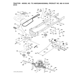 Drive Diagram and Parts List for  Husqvarna Lawn Tractor