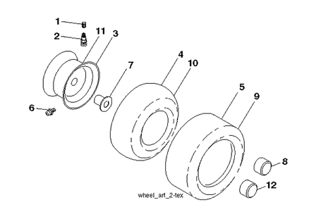 Wheels And Tires Diagram and Parts List for CARB-Non-CARB Husqvarna Lawn Tractor