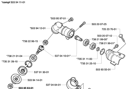 Gear Head Diagram and Parts List for 2002-01 Husqvarna Trimmer