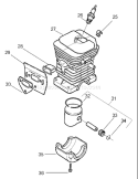 Page J Diagram and Parts List for 2001-05 Husqvarna Chainsaw