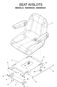 Seat Diagram and Parts List for IZ5223 (968999208)(2004-09) Husqvarna Lawn Mower