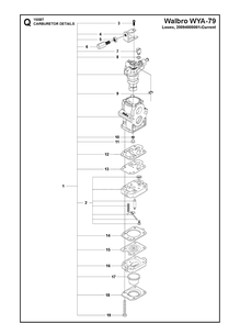 Carburetor Details Diagram and Parts List for  Husqvarna Leaf Blower / Vacuum