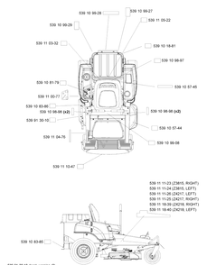 Decals Diagram and Parts List for 2004-11 Husqvarna Lawn Mower