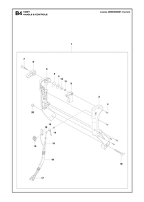 Handle And Controls Diagram and Parts List for  Husqvarna Leaf Blower / Vacuum