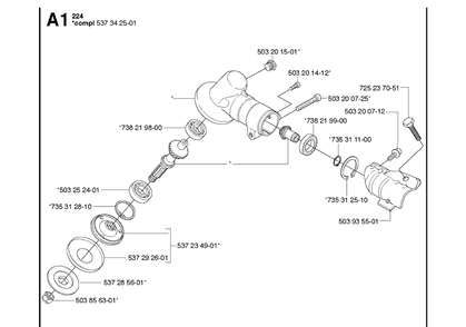 Bevel Gear Diagram and Parts List for  Husqvarna Edger
