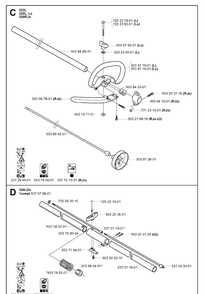 Shaft Diagram and Parts List for 20061400001-20070100000 Husqvarna Edger