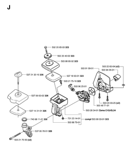 Carburetor And Air Filter Diagram and Parts List for 20070100001-20091800000 Husqvarna Edger