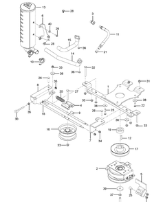 Engine Mounting, Guards And Muffler Diagram and Parts List for  Husqvarna Lawn Mower