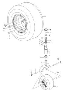 Wheels And Tires Diagram and Parts List for  Husqvarna Lawn Mower
