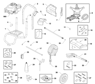 Main Unit Diagram and Parts List for  Husqvarna Pressure Washer
