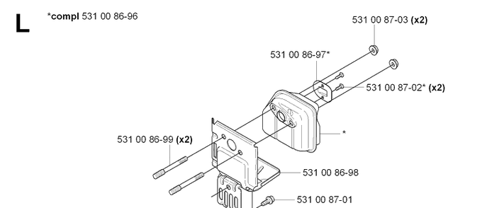 Muffler Diagram and Parts List for  Husqvarna Edger