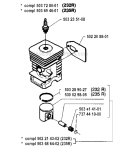 Cylinder Piston Diagram and Parts List for 1994-02 Husqvarna Brush Cutter