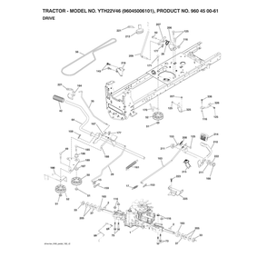 Drive Diagram and Parts List for  Husqvarna Lawn Tractor