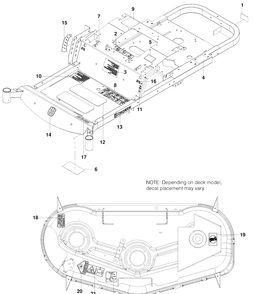 Decals Diagram and Parts List for (96521501)(2010-01) Husqvarna Lawn Mower