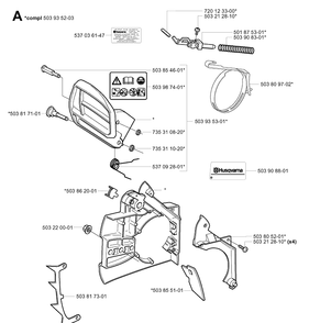 Chain Brake Diagram and Parts List for 20011800001-Current Husqvarna Chainsaw